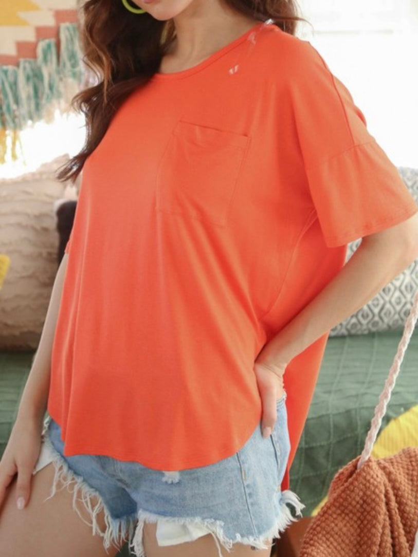 Orange Off Shoulder Knit Top