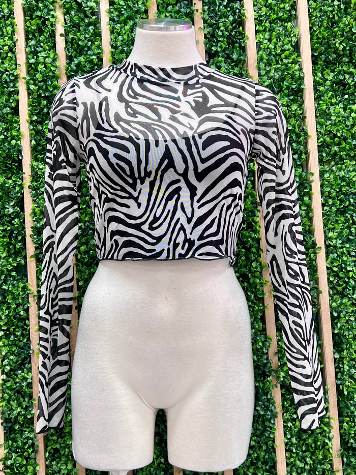 Black Zebra Sheer Top