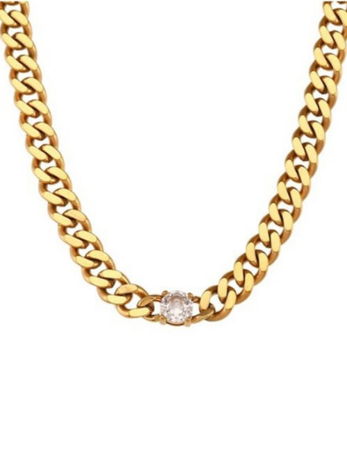 Cuban Chain Zirconia Choker Necklace