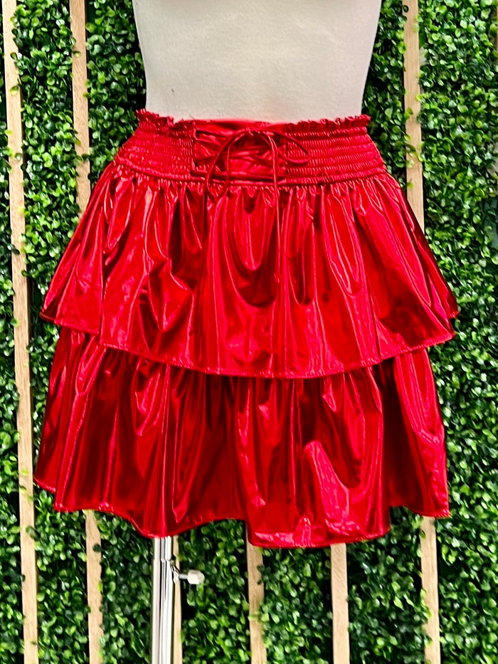 Red Glossy Skort