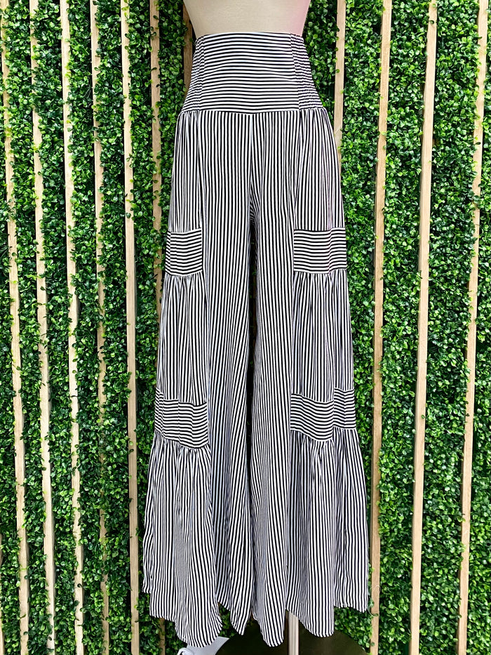 Stripe Tiered Wide Leg Palazzo