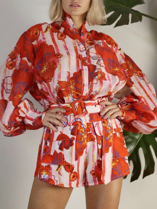 Delicate Red Floral Blouse