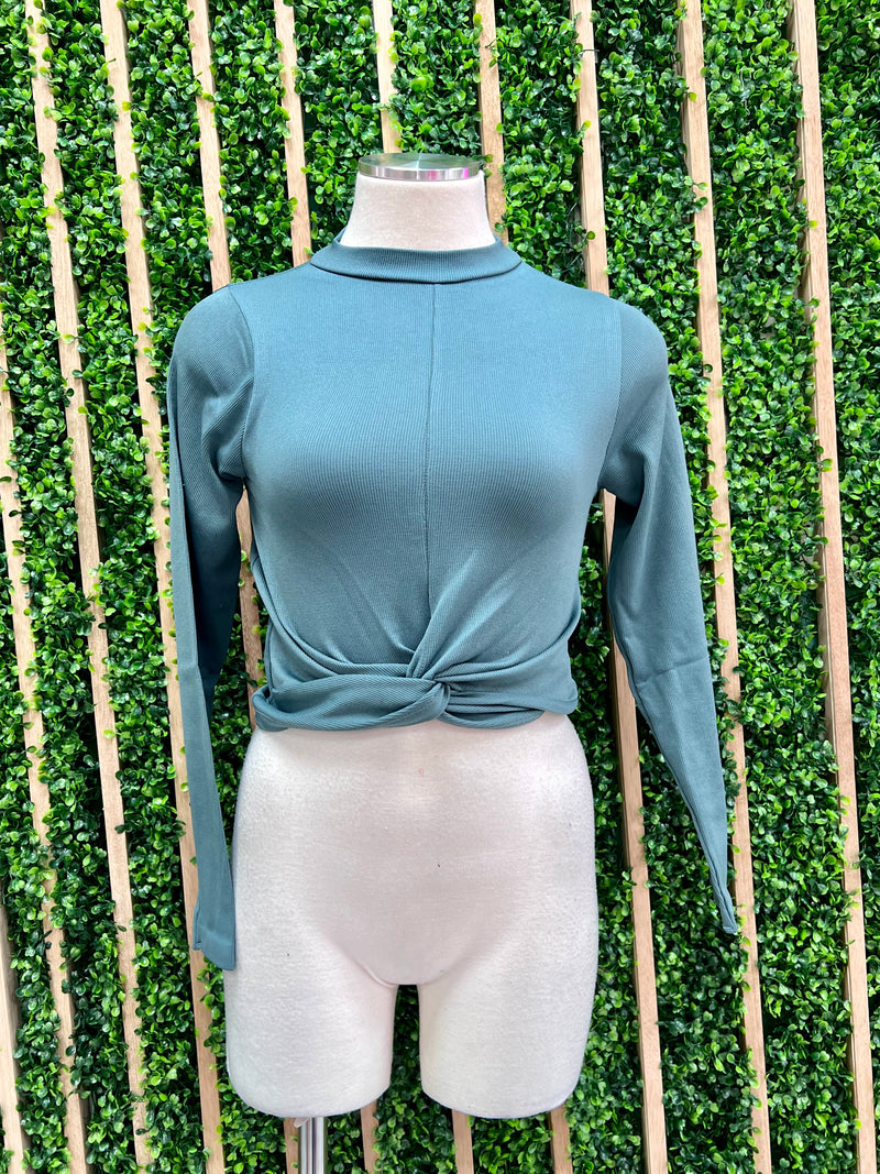 Twist Detail Long Sleeve BAsic Top