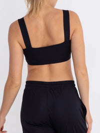 Black Square Neckline Crop Top