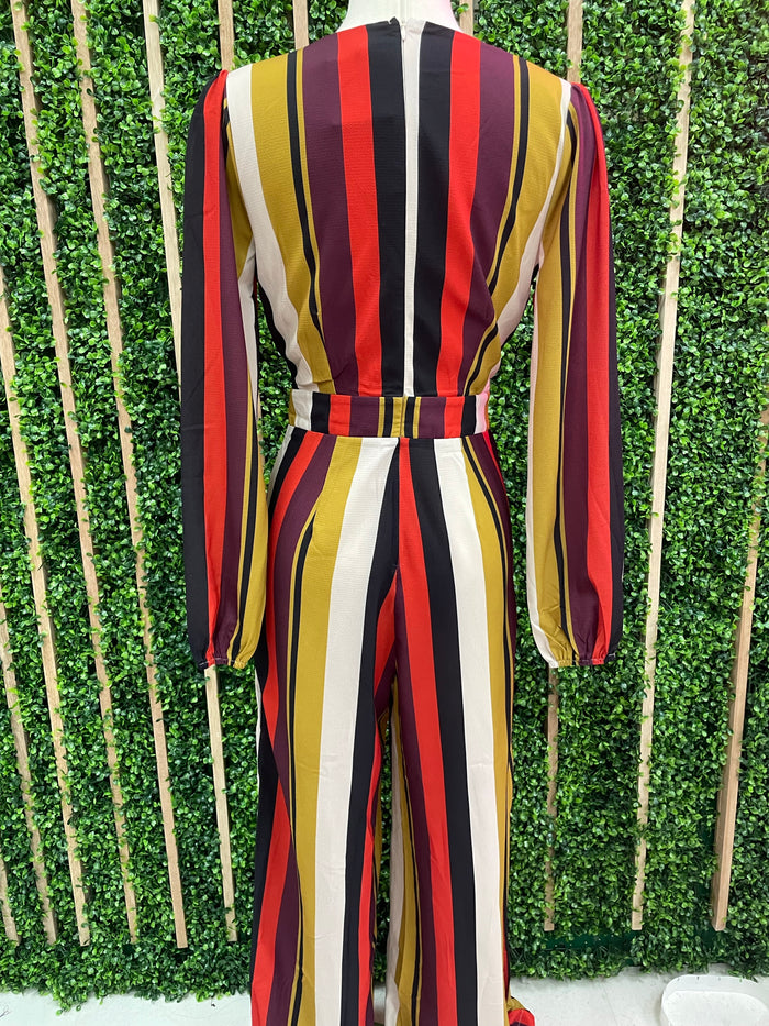 Multi Stripe Cutout Jumpsuit