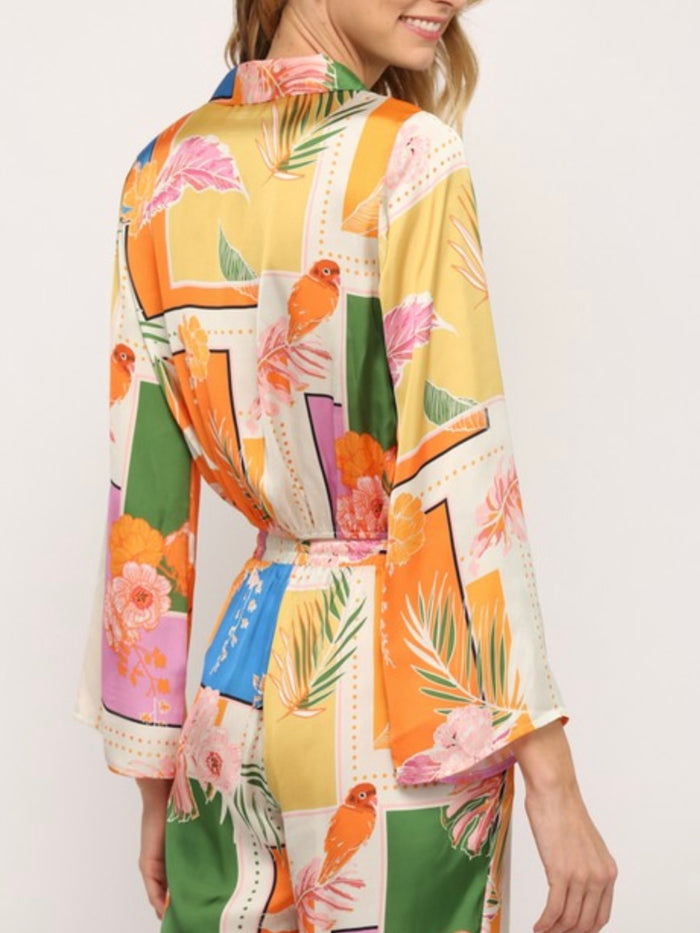 Orange Tropical Print Top