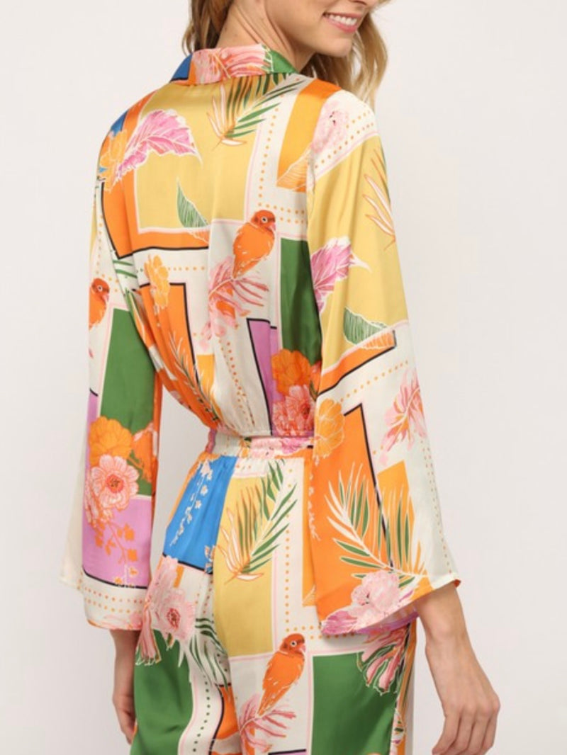 Orange Tropical Print Top
