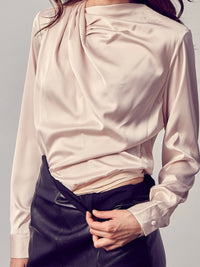 Elegant Long Sleeve Draped Bodysuit