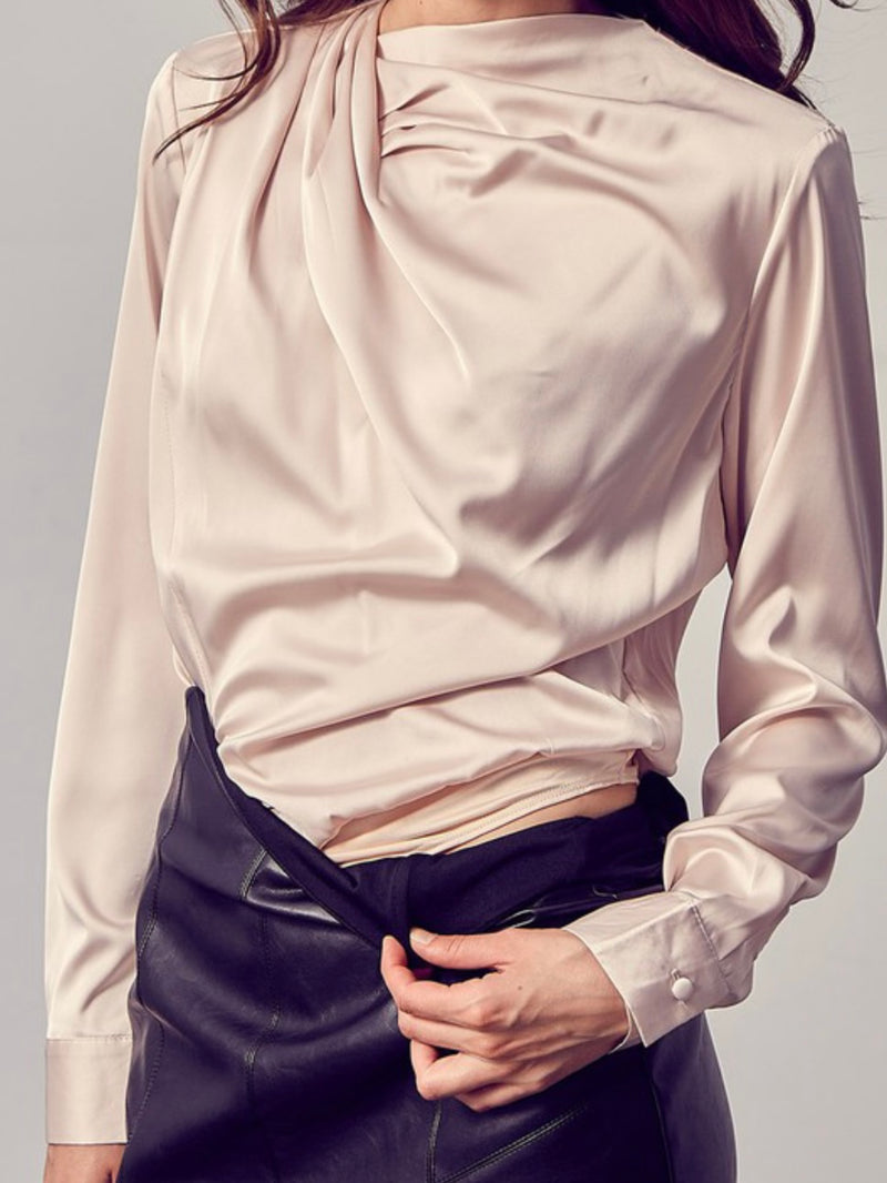 Elegant Long Sleeve Draped Bodysuit