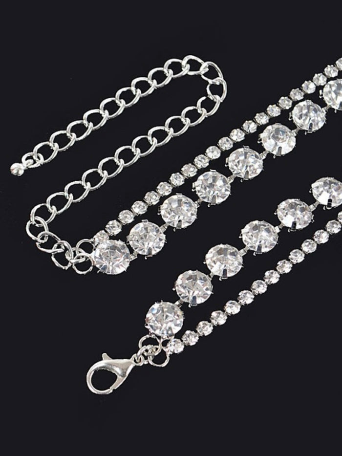 Rhinestone Lariat Double Necklace