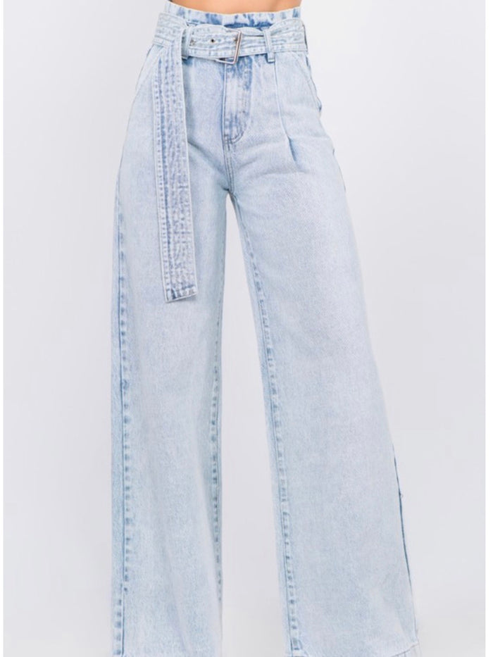 Light Denim Wide Leg Trouser
