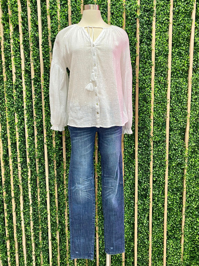 Gauze String Peasant Top