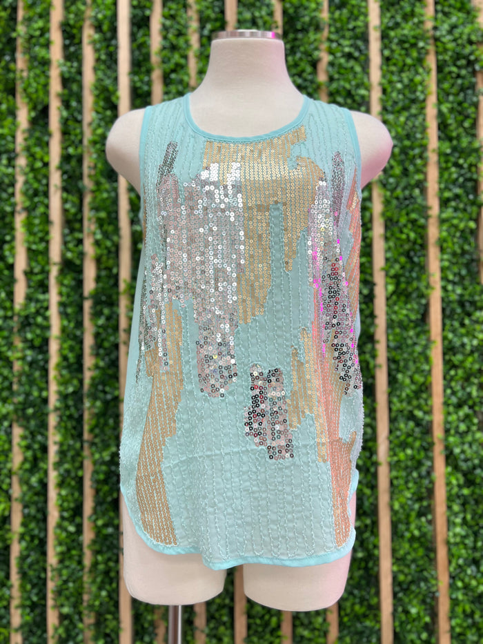 Sequin Detail Mint Top