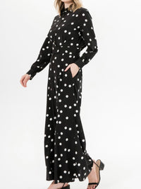 Black Polka Dot Button Down Jumpsuit