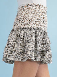 Animal Print Color Block Skort