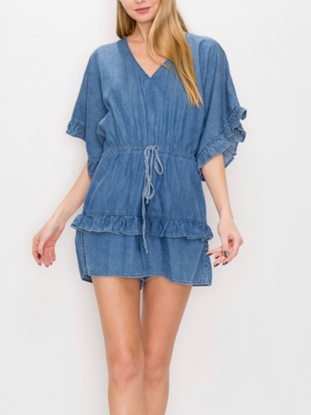 Denim Ruffle Romper