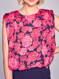 Rose Print Padded Top