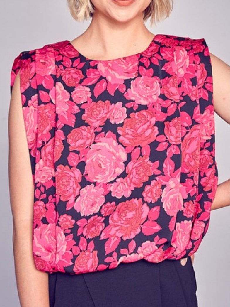 Rose Print Padded Top