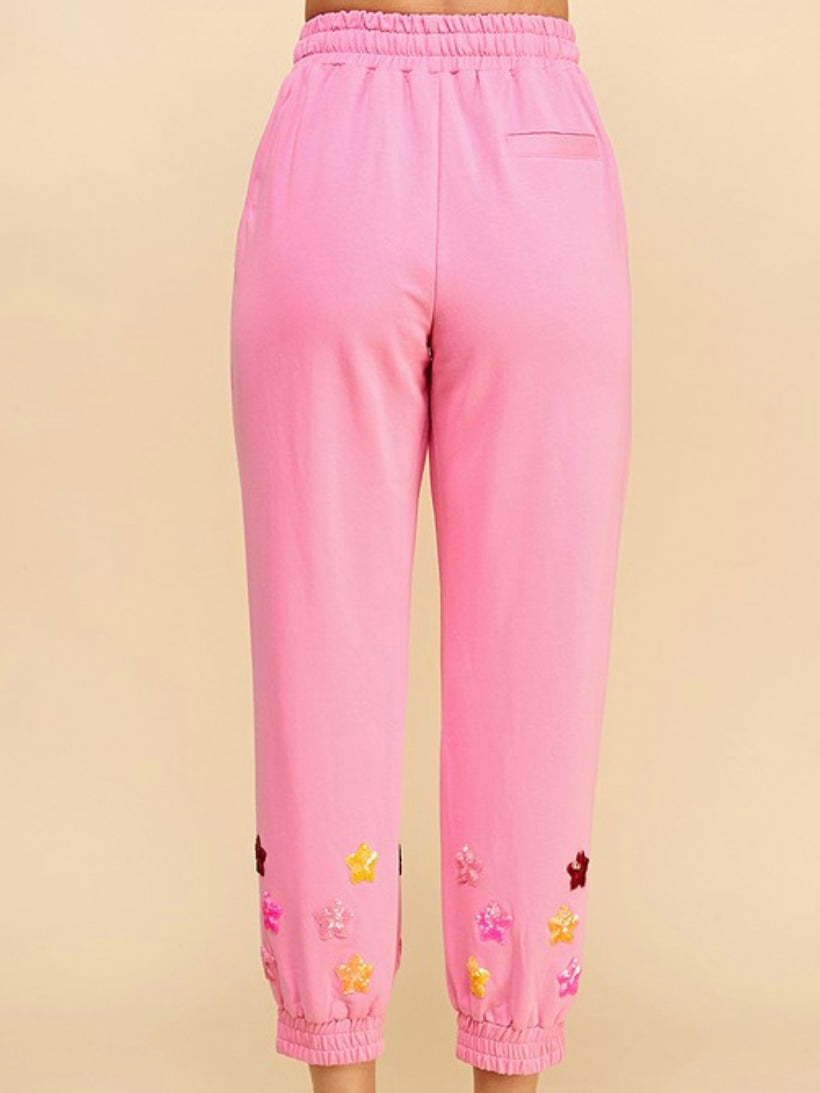 Pink Sequin Stars Jogger