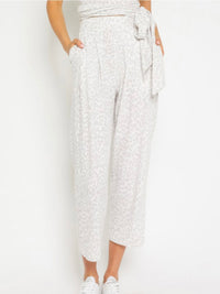 Grey Animal Print Midi Crop Pant Set