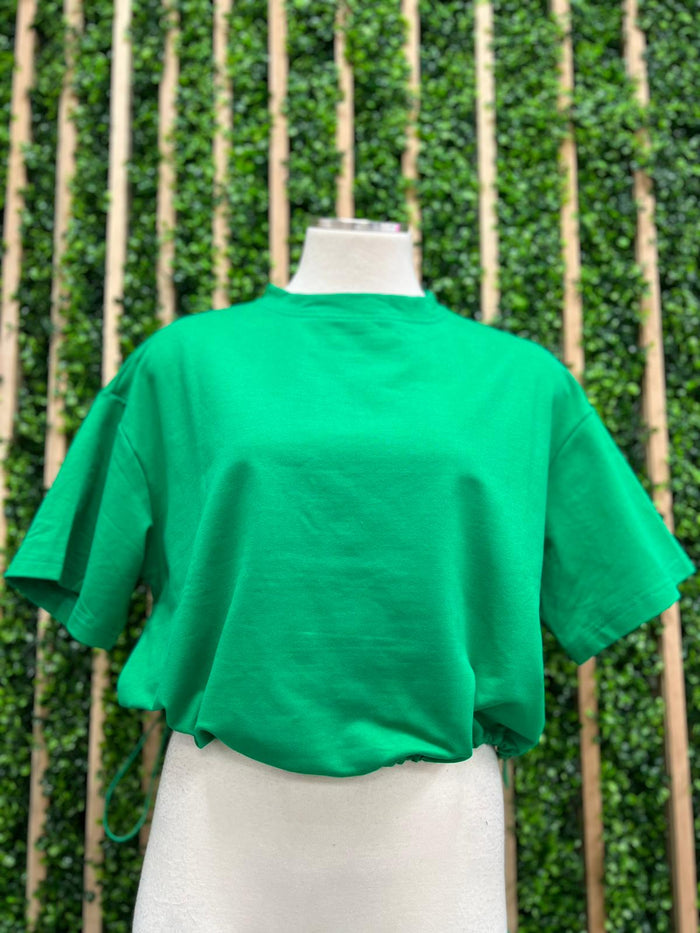 Green Casual Cropped Pant Set