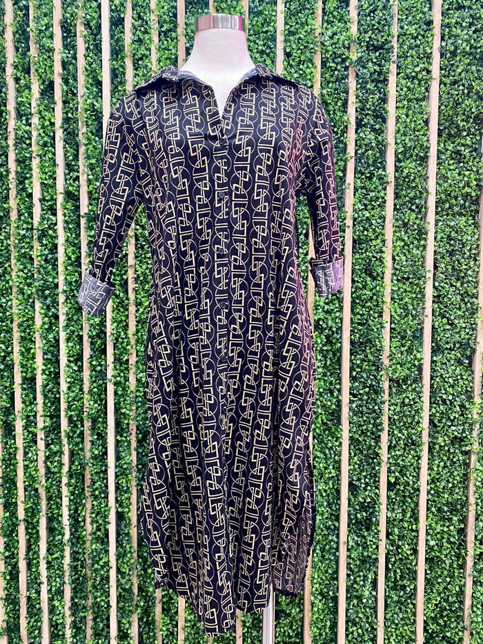 Geo Print Blouse Dress