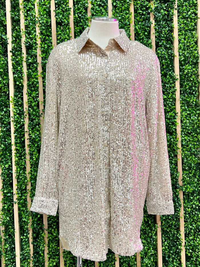 Champagne Sequins Blouse Dress