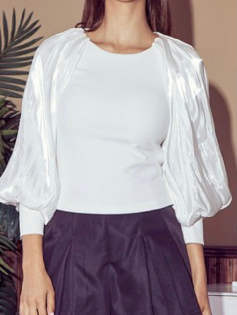 Satin Puff Sleeve Top