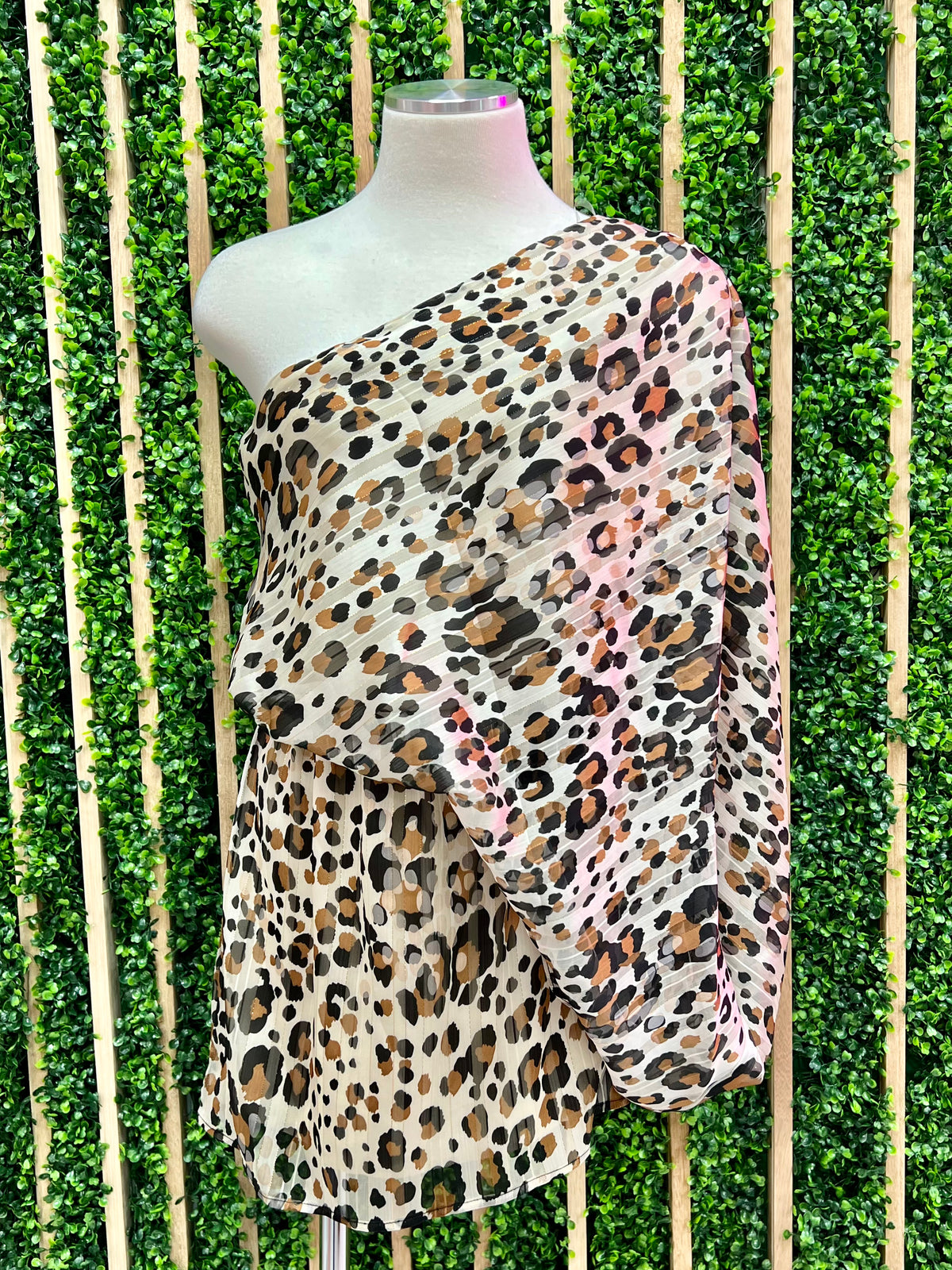 Leopard Satin One Shoulder Dress