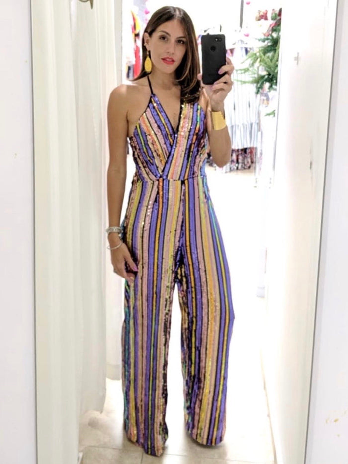 Sequin Halter Jumpsuit