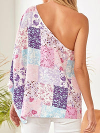 Pink Multi Patchwork One Shoulder Top