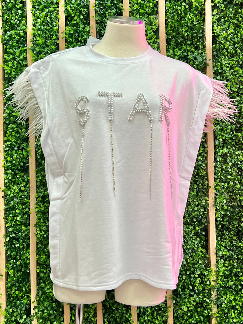 Feather Trim Star Top
