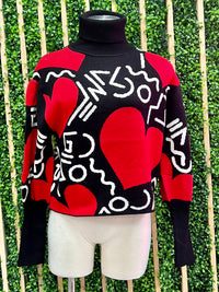 Red Heart Fun Print Sweater