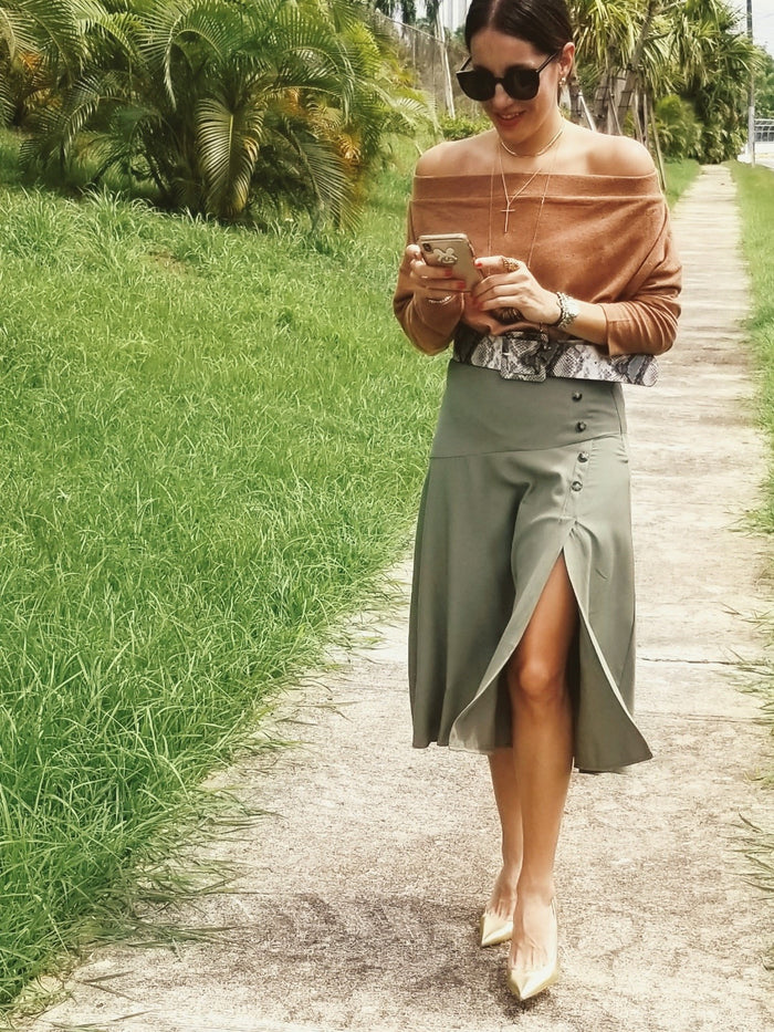 Button up Midi Skirt