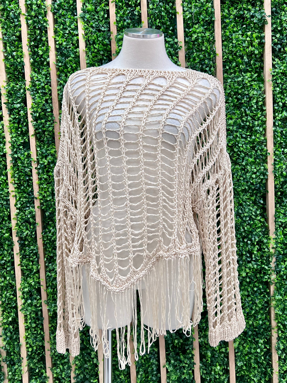 Cream Knitted Crochet Top