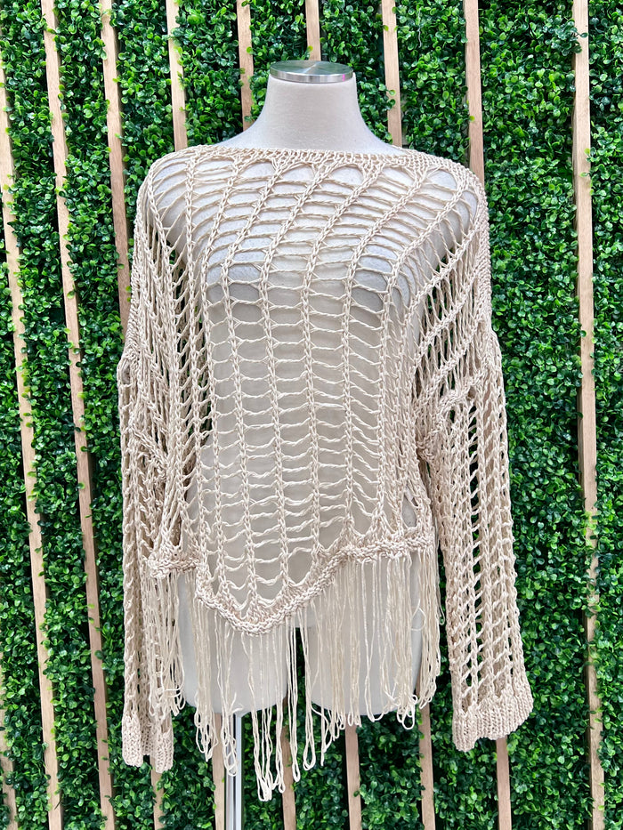 Cream Knitted Crochet Top