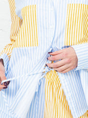Yellow Blue Striped Block Short Pant Set