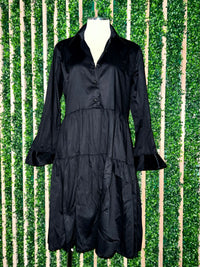 One size Collar Tiered Midi Dress