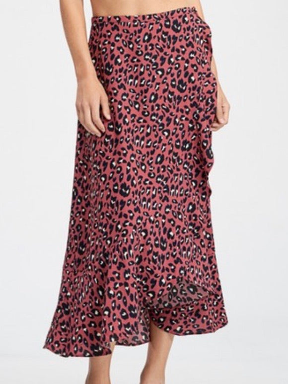 Marsala Leopard Wrap Skirt