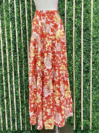 Rust Floral Maxi Skirt