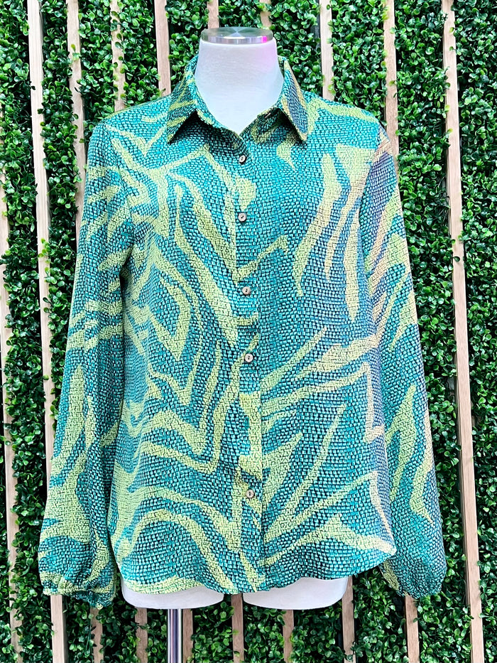 Green Abstract Blouse