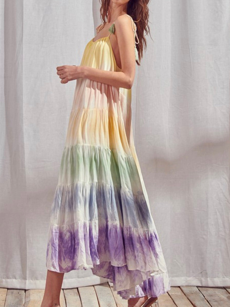 Rainbow Tie Dye Midi Dress