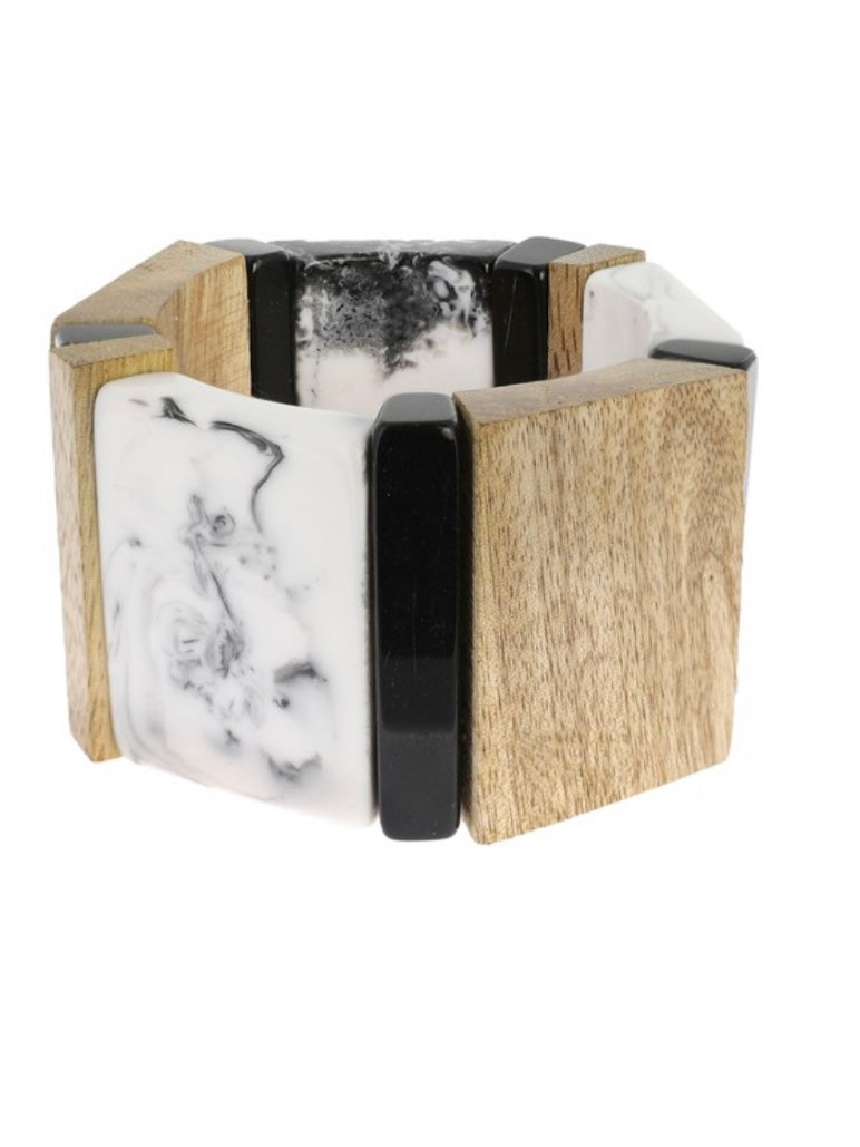 Wood Resin Geo Bracelet