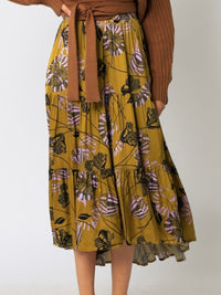 Olive Floral Midi Skirt