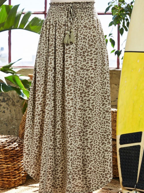 Leopard Print Knit Maxi Skirt