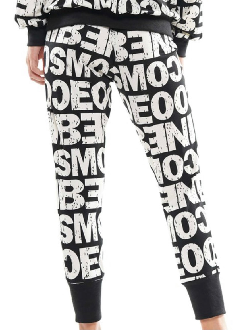 Black and White Letters Jogger Set