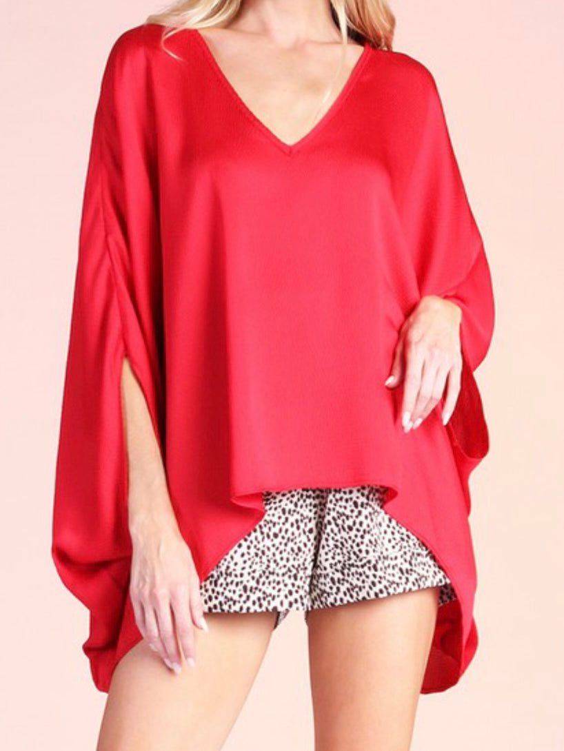 Hammered Satin Caftan Top