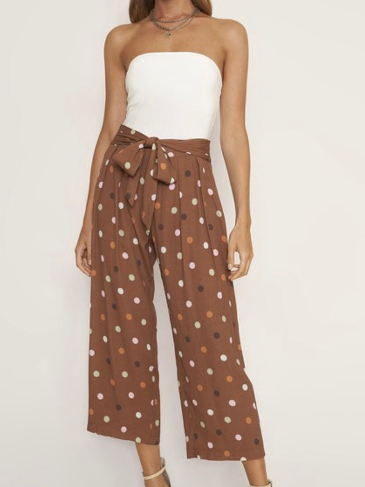 Brown Dots Culote Pants