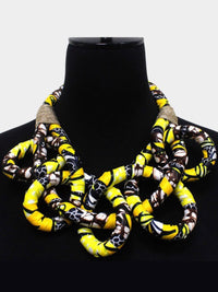 Knotted Fabric Bib Necklace