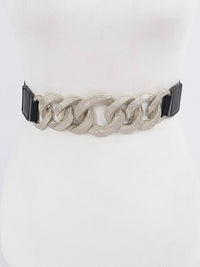 Textured Chain Buckle Elastic Belt